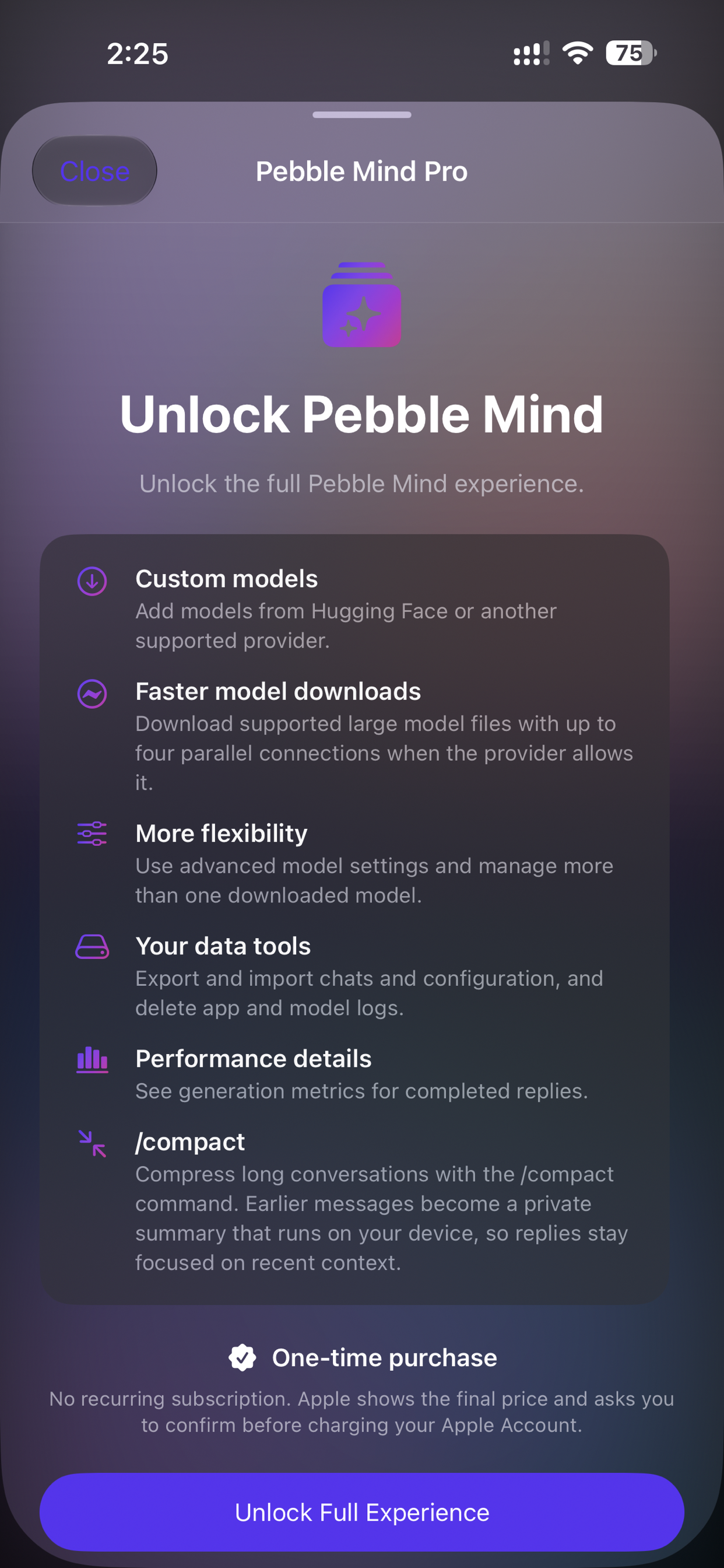 Pebble Mind Pro feature screen
